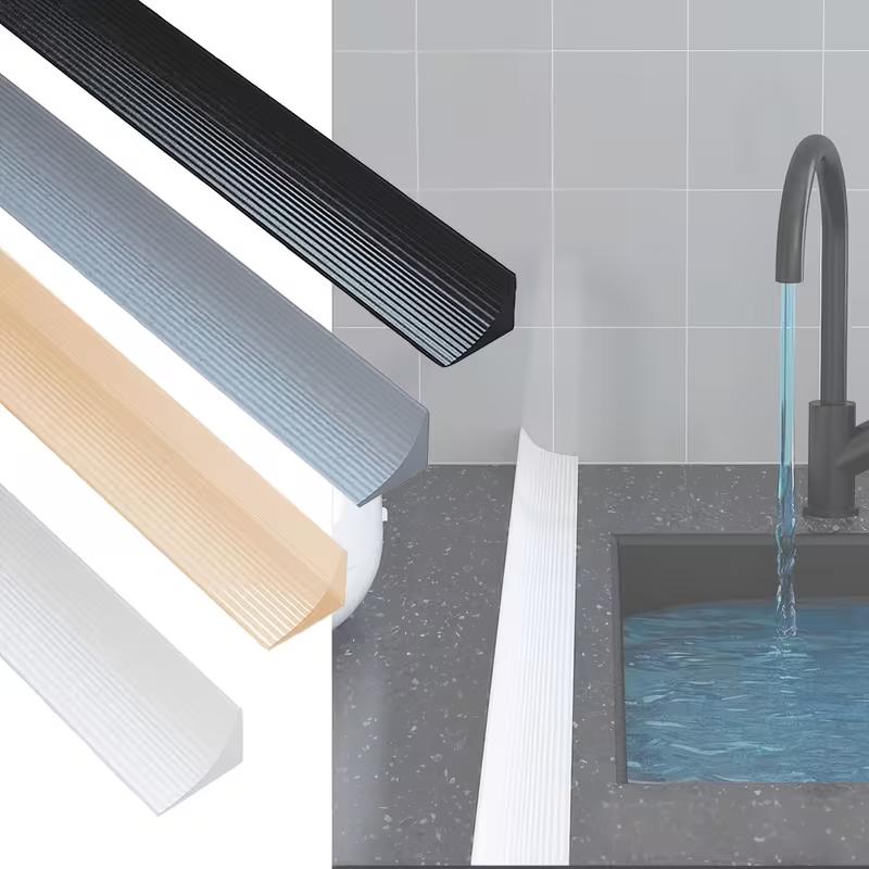 1PC 1/2m Silicone Water Barrier Bathroom Water Stopper Kitchen Countertop Bendable Retaining Strip Dry And Wet Separation