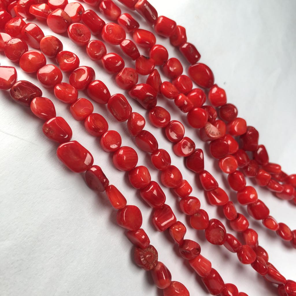 Cheap 2022 Irregular Red Coral Beads 67 mm Punch Loose Spacer Beads