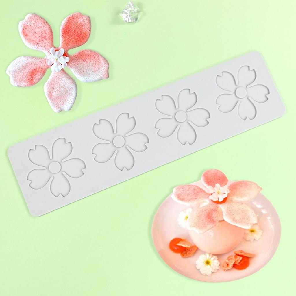 5 Stück Blütenblattmuster Spitzenmatte Fondant Präger Backdekorationsformen Kuchen Fondant Silikonform Einfach zu verwenden