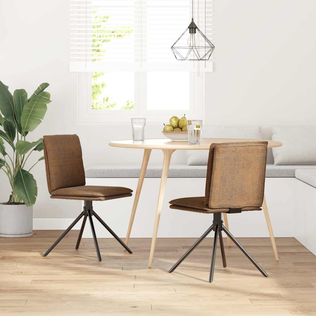 Dining Chair Brown Faux Suede