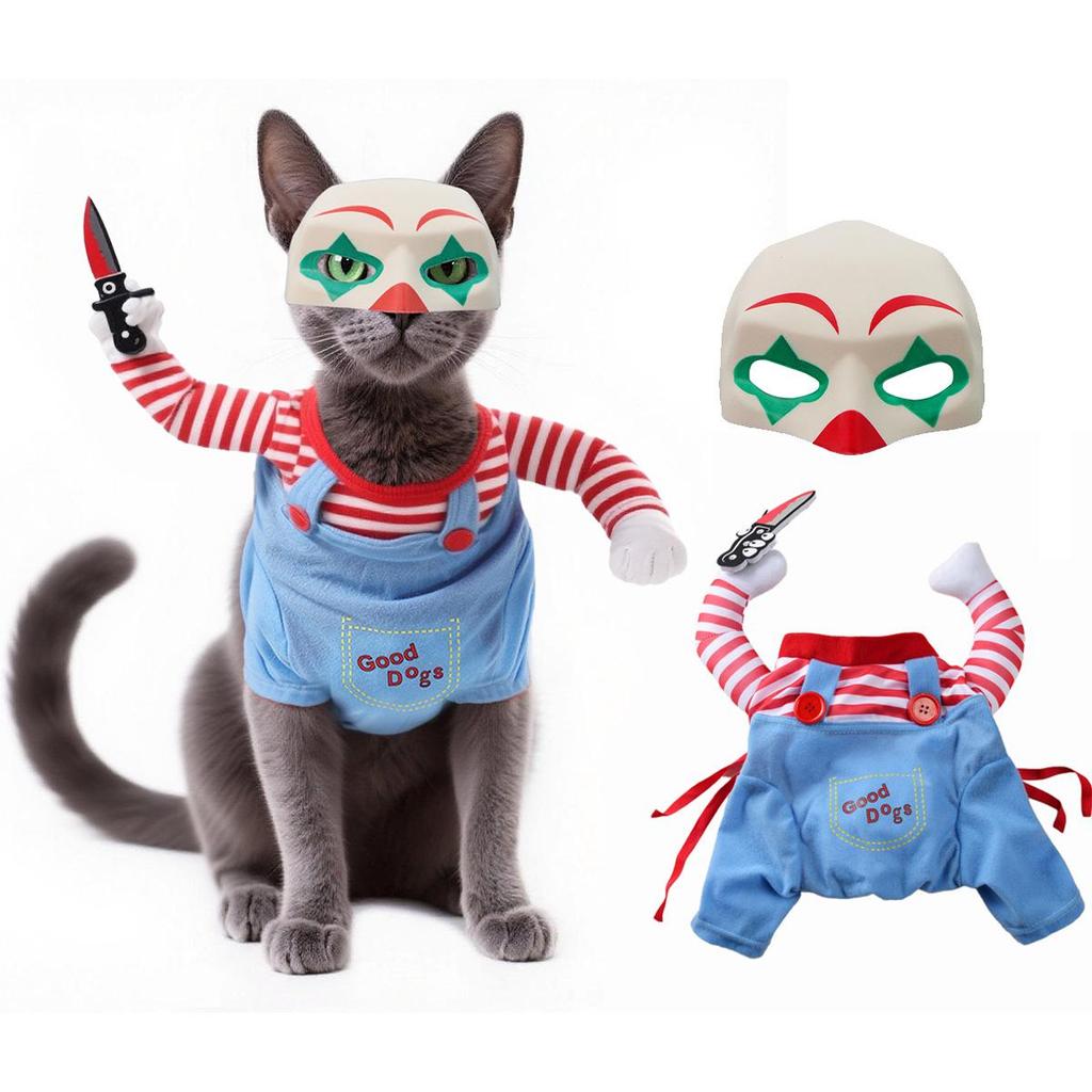 Quirky Halloween Costumes with Knives for Cats & Dogs - Funny Wear for Small & Large Pets