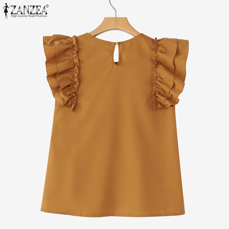 ZANZEA Damen Lässige Rundhals Einfarbig Sommer Ärmellose Tanktops