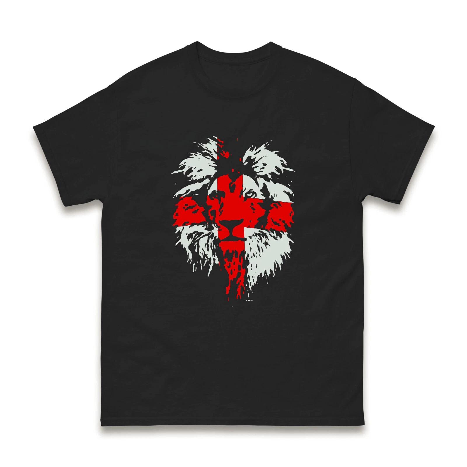 Lion England Flag T-Shirt Union Jack Lion Flag Great Britain Novelty Unisex Tops 3XL