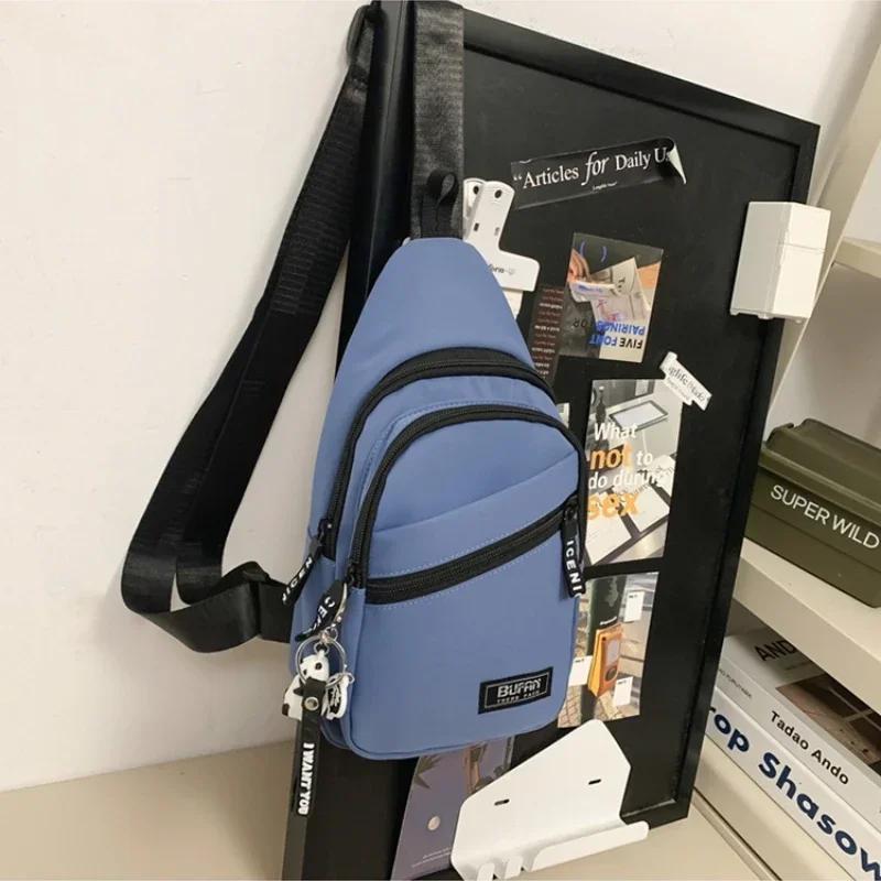 Solid color zipper Oxford product crossbody bag hot sale neutral fashion casual shoulder soft simple popular waist package
