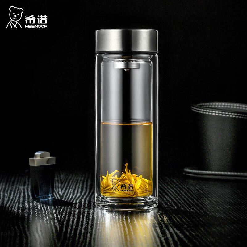 CENO 360ml Double-Layer Borosilicate Glass Travel Mug