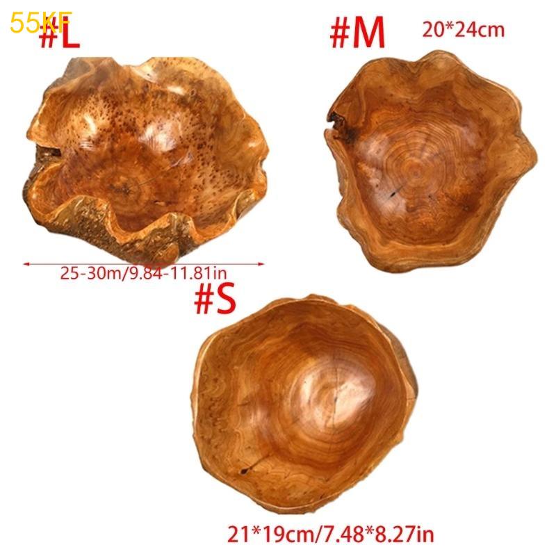 55KF Holzschale Obstteller Handgefertigt Natürlich Salat Serviertablett Sushi Brot Dessertschalen Küche Heimdekoration