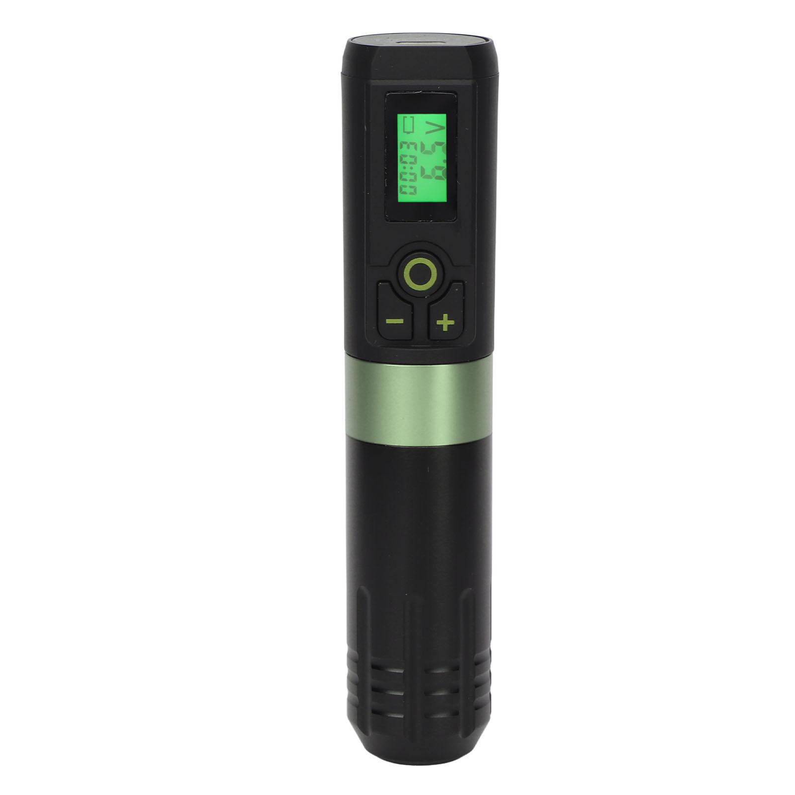 

Беспроводная вращающаяся ручка для татуировки со светодиодным дисплеем 2000 мАч, функцией подводки и затенения, перезаряжаемый картридж зелёный