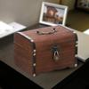 Lockable Wooden Piggy Bank: Retro Carved Money Box & Children's Toy
