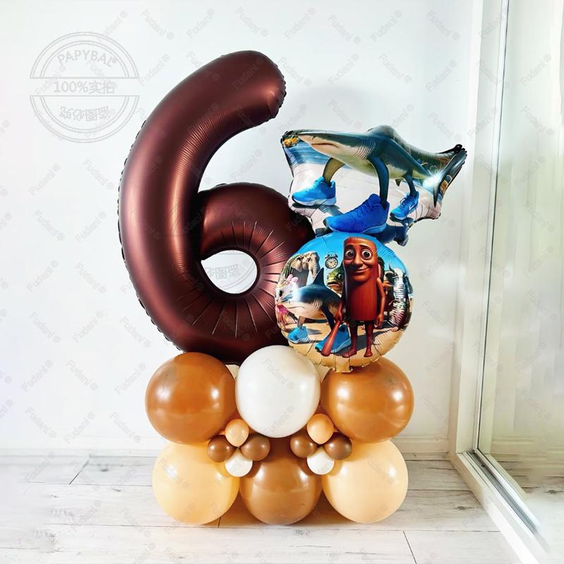 26pcs Italian Brainrot Garland Foill Balloons Column Tung Tung Sahur Birthday Party Gifts Kids Baby Shower Gifts Decorations