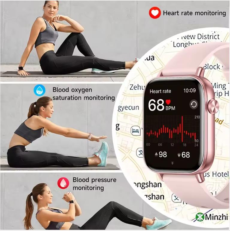 2025 New Smart Watch Women Gift 1.83“ HD Screen GPS Track Heart Rate Monitor Waterproof BT Call Sport Smartwatch