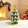 Festive Desktop Ornament Glazed Glass Christmas Tree Figurine, Handcrafted Modern Holiday Table Centerpiece for Display, Colorful Gift Friends