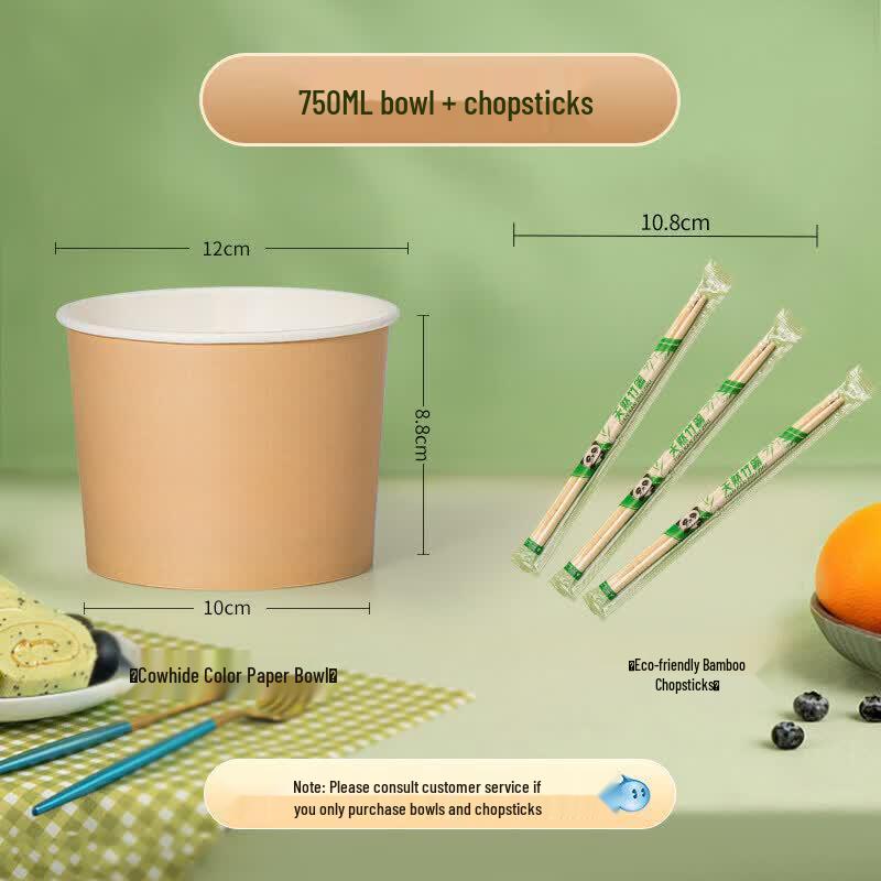Disposable Food-Grade Kraft Paper Bowl with Lid
