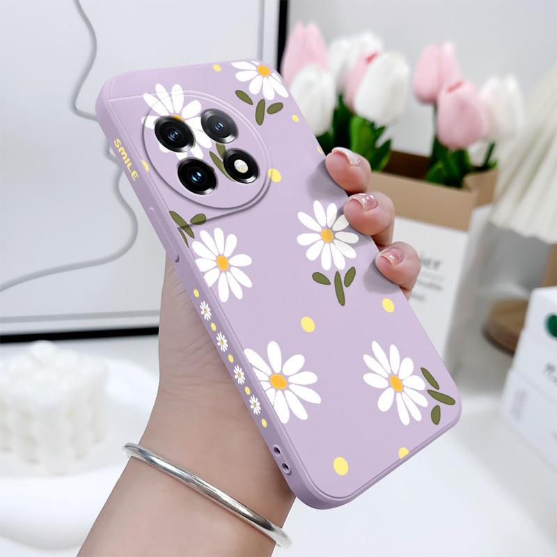 Elegant Daisy Phone Case For Oneplus 13 13R 12 12R 11 11R 10 10R 10T 9R 9RT 9 8T 8 7 7T Pro 5G Liquid Silicone Cover