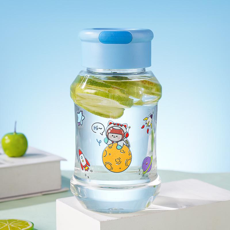 Water bottle summer plastic water cup girls cartoon direct drinking cup student handle portable cup free sticker water cup