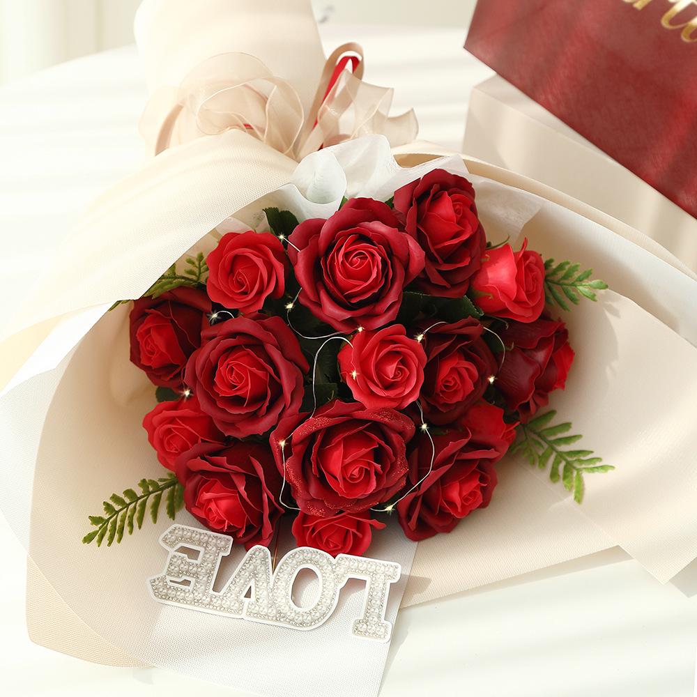Korean Qixi Valentine s Rose Soap Flower Bouquet - 520 Graduation Birthday Gift красный