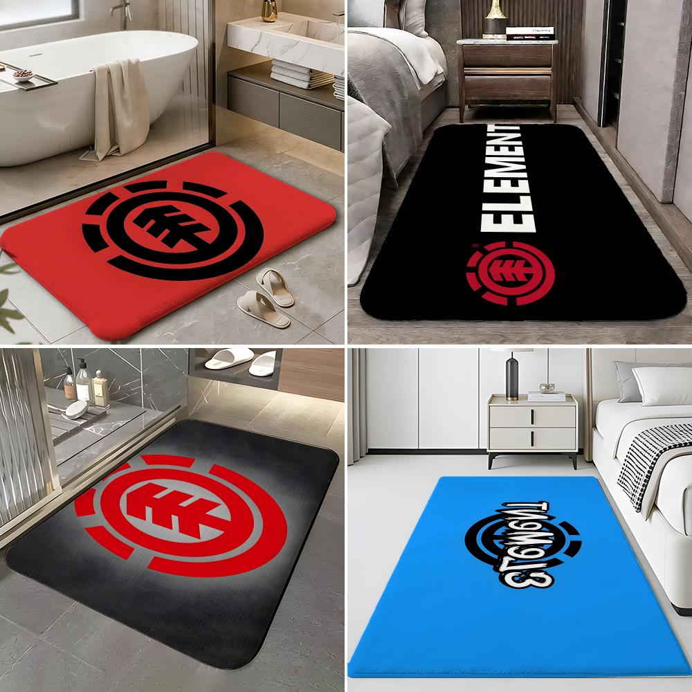 Fashion E-Element Skateboards Logo Floor Mat Soft Flannel Entrance Door Mat Non Slip Absorbent Bathroom Bedroom Floor Rug