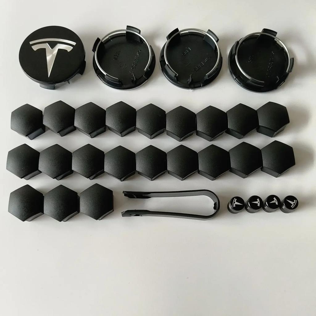 Samolepka na auto Tesla 56/57MM 4KS 29KS pro Tesla Model Y Model 3 S/X Prachotěsný kryt kola Středové krytky kol a krytky ventilků pneumatik