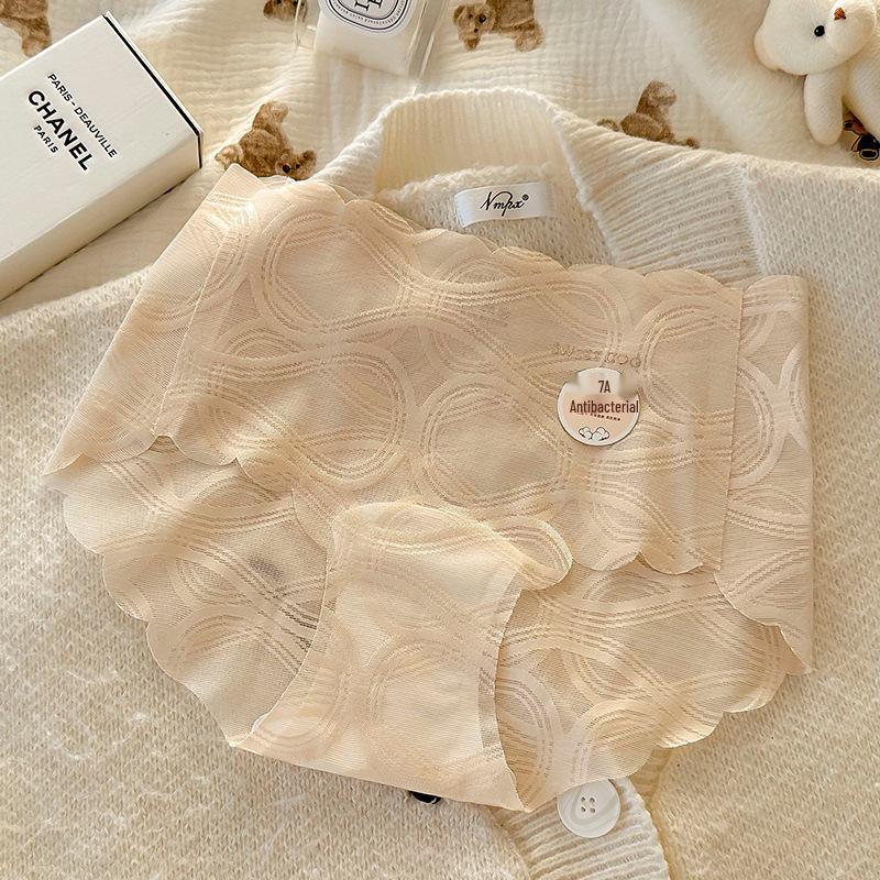 Lace Women's Panties: Mid-Waist, Antibacterial Cotton Briefs with Extended Crotch for Summer