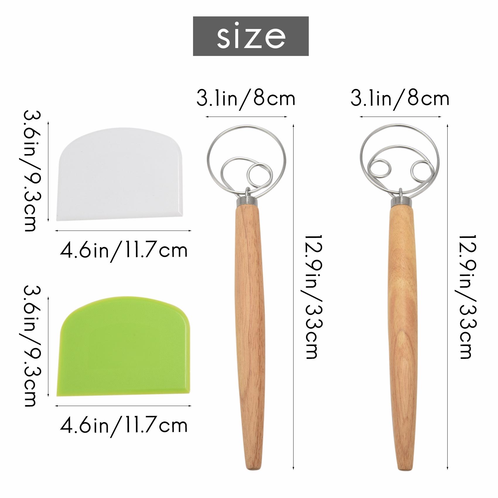 

BHBL Danish Dough Whisk Hand Mixer,2Pcs Stainless Steel Dough Mixer with 2 Dough Scrapers for Pizza Dough,Sourdough Bread,Etc China Mainland