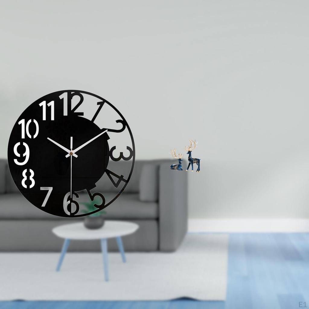 Acrylic Wall Clock Silent Easy to Read Simple Round Decorative for Hotel Office Home Bathroom