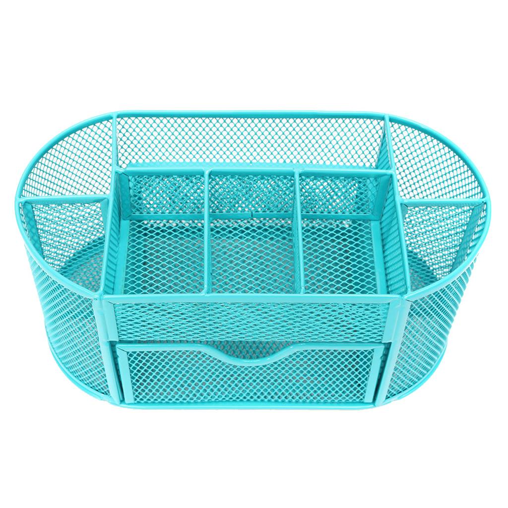 Desktop Storage Makeup Organizer 9 Compartment - Blue, 22X11X10.5cm
