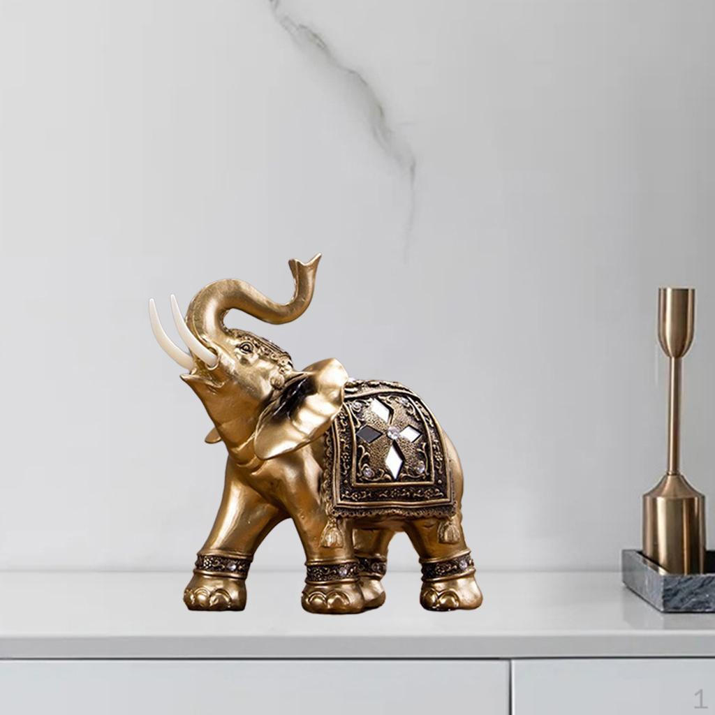 Statue Golden Sculpture Resin Feng Shui Figurine for Car Shelf Cafe Shopwindow Decor