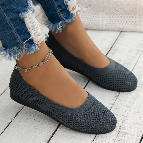 1 Pereche Pantofi Tricotați de Vară pentru Femei, Slip-On, Antiderapanți, Culoare Solidă, Ușori