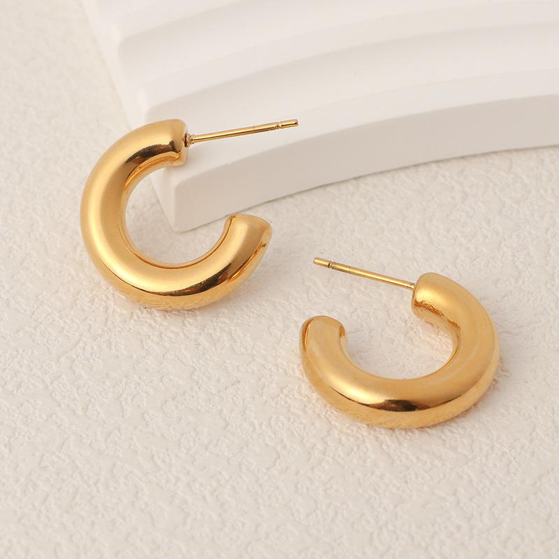 The Same Titanium Steel Gold-glory Ring Earrings of INS Bloggers Are Cold and Unfading Geometric Earrings