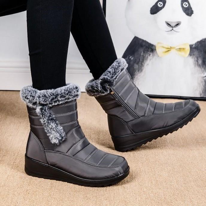 24 New fur collar imitation rabbit hair tall tube warm women's snow boots side chain waterproof women's boots casual women's shoes