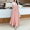 ZANZEA Women Lace Patchwork Round Neck Casual Short Sleeve Long Dress
