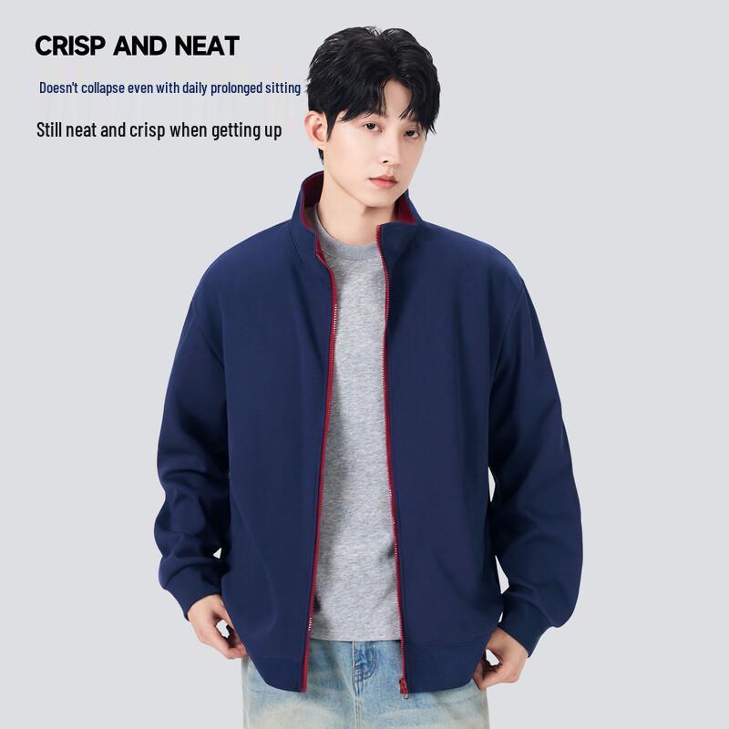 MINISO Men's Casual Stand-Collar Zip-Up Sweatshirt