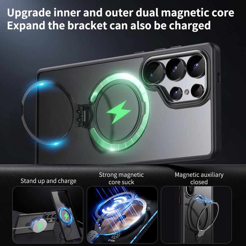 For Samsung Galaxy S25 Ultra Phone Case Compatible with MagSafe Kickstand Matte Back Cover