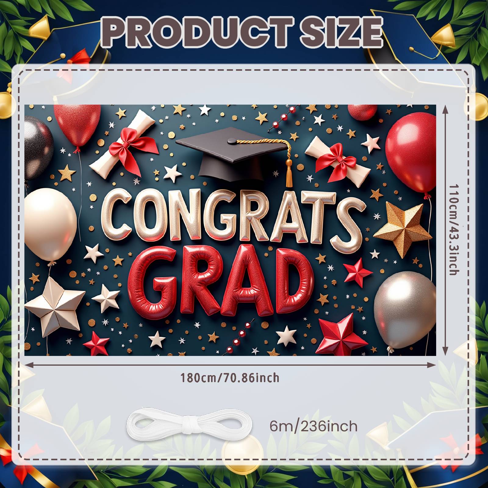 

Grad Success Display Shiny Letters Congrats Display Congrats Grad Display Gold Theme Graduation Banner For Graduation Backdrop