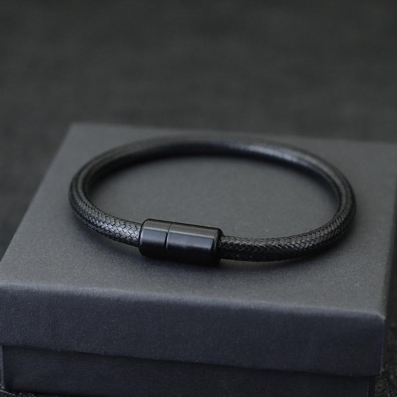 New Punk Men Bracelet Black Brown Wax Rope Braclet Magentic Clasp Pulsera Hombre Hand Bands For Him Macrame Braslet Gift