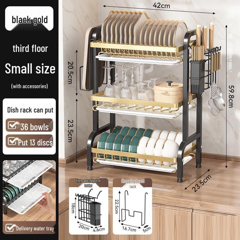 Składany dwupoziomowy kuchenny stojak do suszenia naczyń w stylu nordyckim