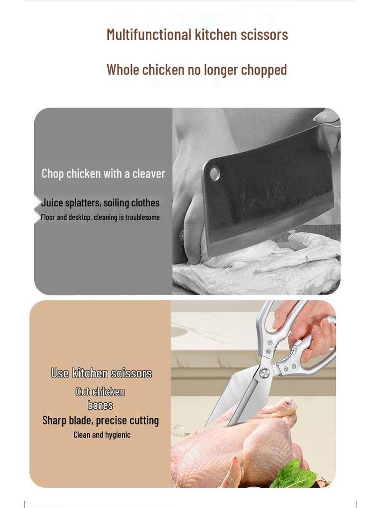 Multi-Functional Stainless Steel Bone Cutting Scissors for Kitchen