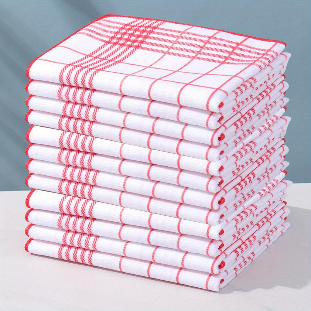 6PCS Cotton Kitchen Tea Towels Absorbent Lint Free Catering Restaurant Cloth Dish Towels Cleaning Cloth Kitchen Cleaning Towel