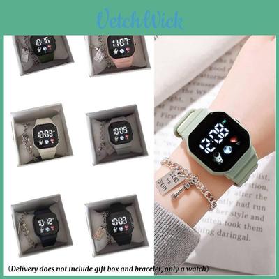 Fashionable Sporty Square Dial Women's Watch Waterproof Led Digital Display 30m Water Resistance