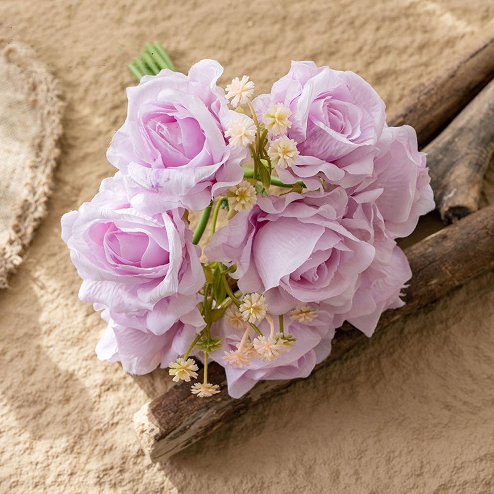 

8 Heads Artificial Roses Bouquet Luxury Fake Plants Silk Rose Flowers Living Room Desktop фиолетовый