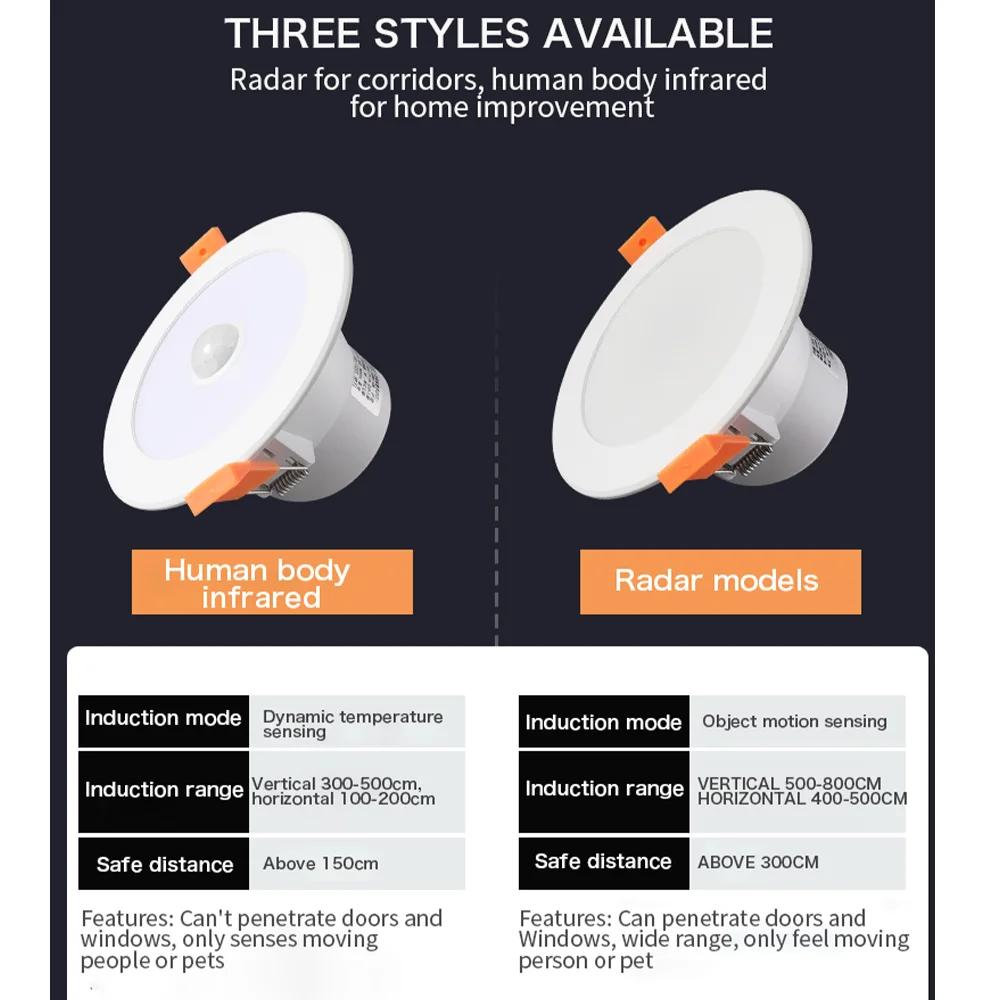 PIR Sensor Motion LED Downlight Night Light Recessed Ceiling Spot Lamp 20W 15W 10W 5W Downlight Bathroom Kitchen Indoor Lights