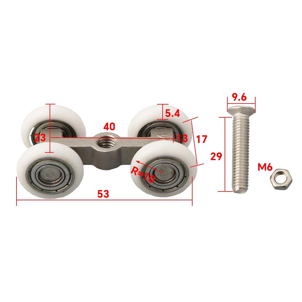 Sliding Door Roller Hardware Slide Doors Pulley 4 Wheels Bathroom Sliding Door Hanging Wheels Rail Track Pulley Hardware