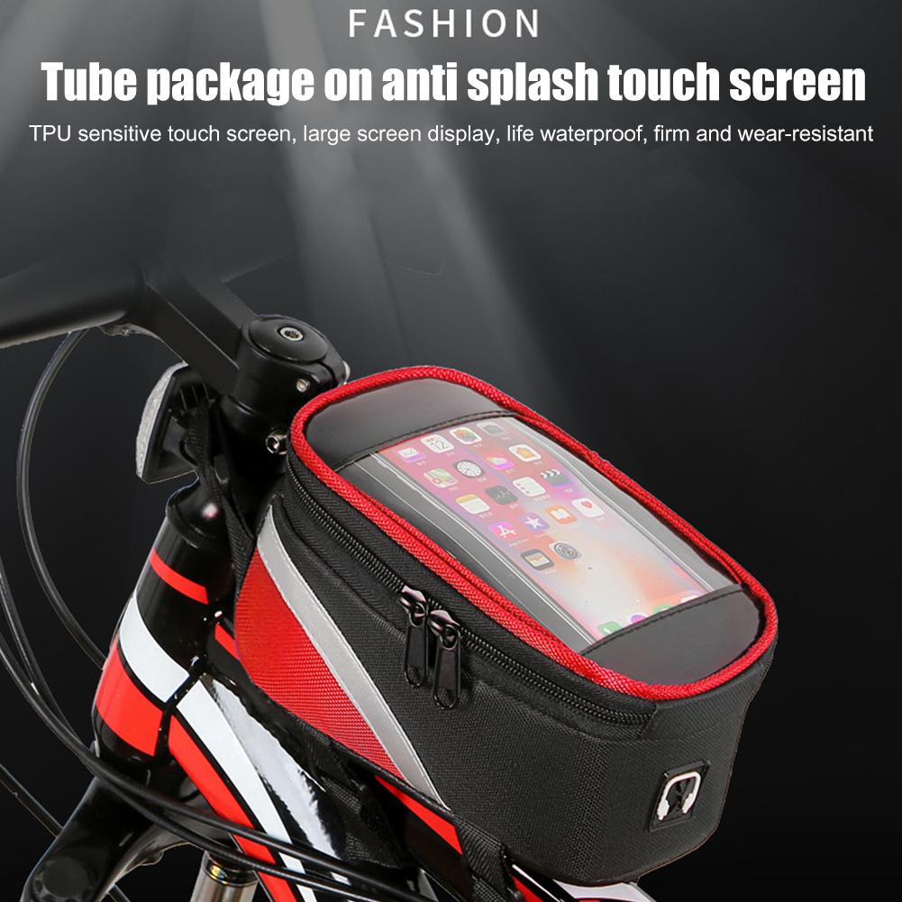 MTB Bike Frame Front Top Tube Bags Cycling Touch Phone Screen Case for Mobile Phone Mountain Bicycle Accessories