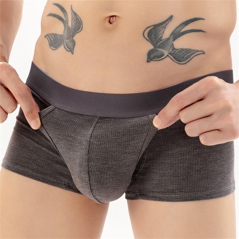 Men'S Underwear With Dual Pouch Fly Boxer Briefs U Convex Youth Underpant Athletic Sports Support Panties Physiology Trunk