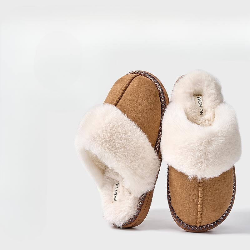Simple Plush Shoes, Indoor Anti-slip Fleece Warm Cotton Slippers
