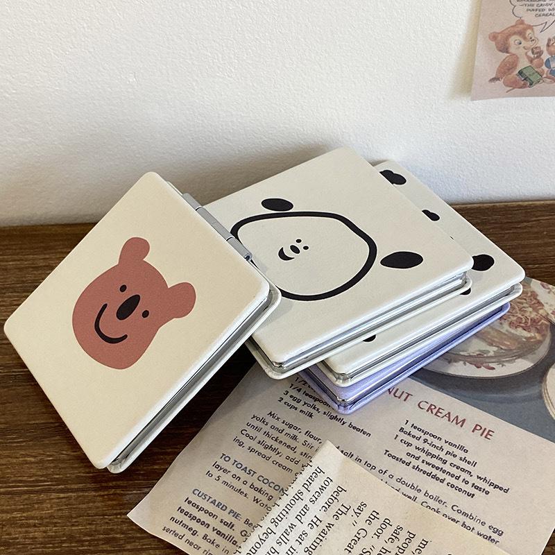 Glänzender Quicksand-Schminkspiegel, tragbarer Vergrößerungshandspiegel, quadratisch, Make-up, stehend, Schminktisch, faltbarer Taschenspiegel, süßer kompakter Mädchenspiegel