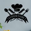 Vintage Chef Metal Wall Art Kitchen Decor, Personalized Name Sign for Home