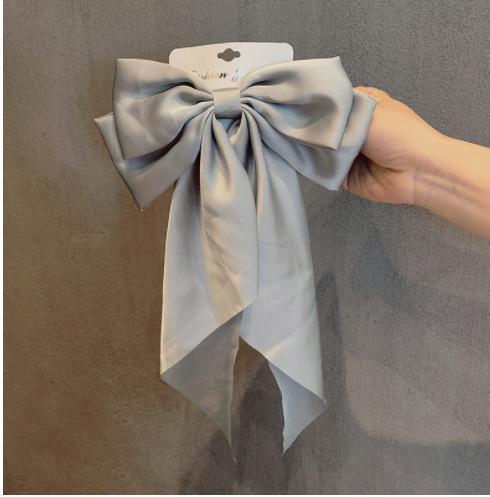 Women New Bow Hair Clip Women Large Bowknot Satin Hairpin Barrettes Girls Solid Color Ponytail Clip Hair Accessories