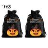 Trick or Treat Party Souvenirs 2Pcs Halloween Pumpkin Drawstring Bags for Candy Treats, Retro Burlap Cute Ghost Theme Pouches Bags, Portable