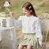 Camisa de Algodón con Mangas de Farol de Encaje Francés para Niñas CHANZUIGOU