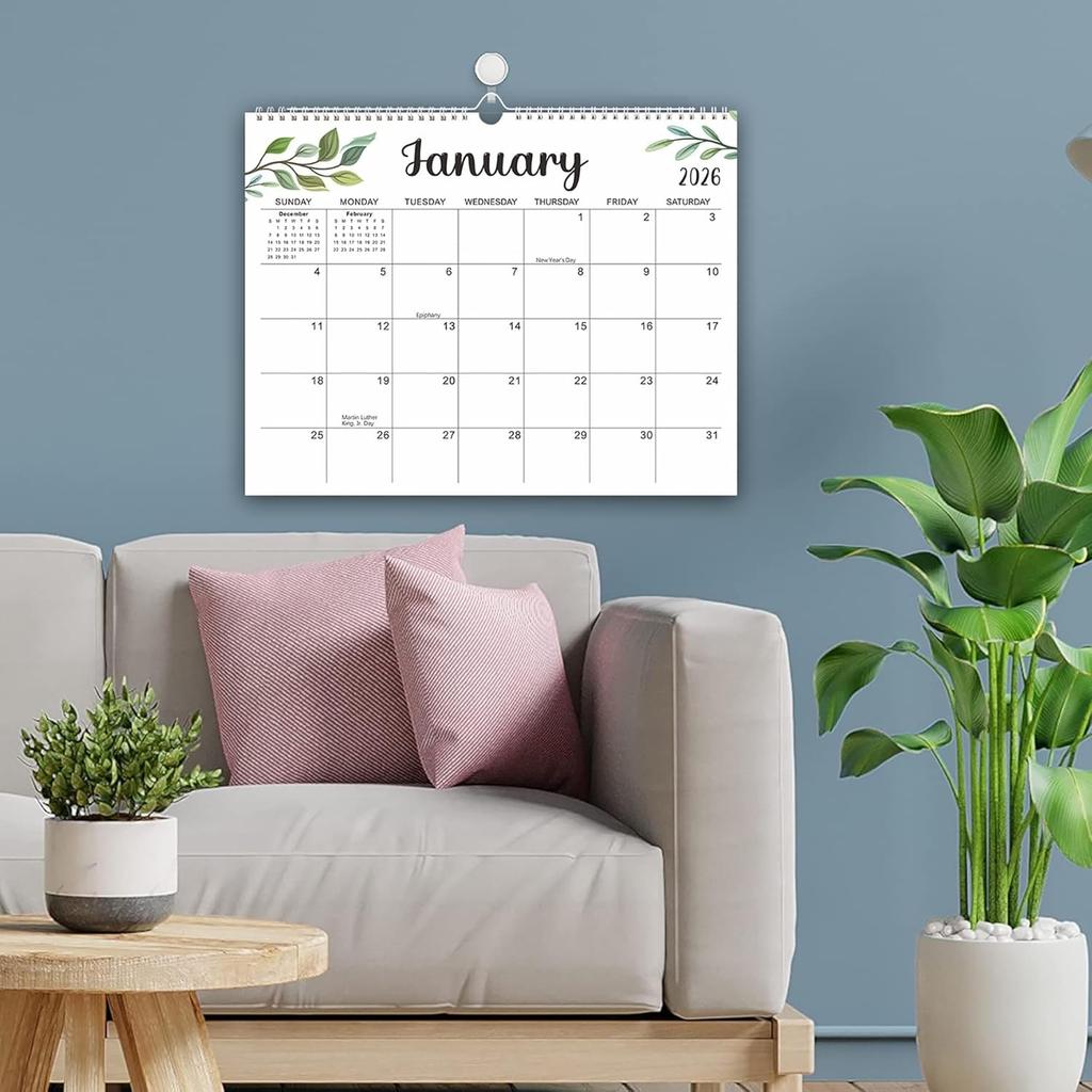 Wall Calendar 2026-2027, 18 Months Academic Calendar, Jan. 2026 - Jun. 2027, 14" × 11", Monthly Wall Hanging Calendar with Thick Paper for Office